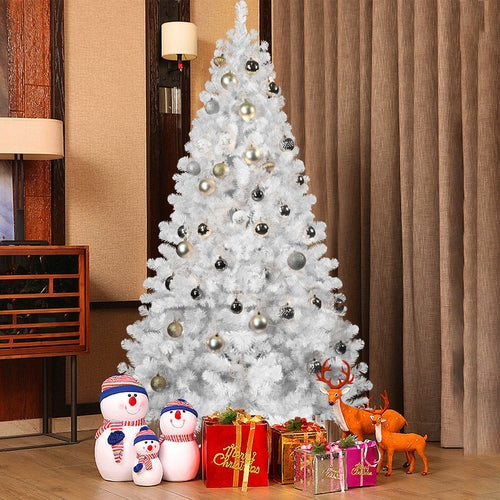 7ft White Christmas Tree with Memory Wire, 1064 Tips Hinged Artificial