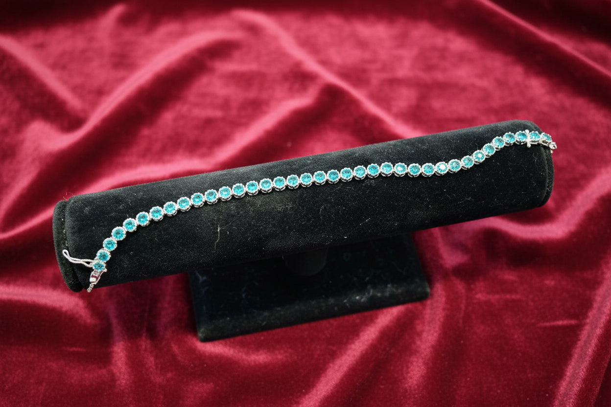 Emerald and Silver Tennis Bracelet