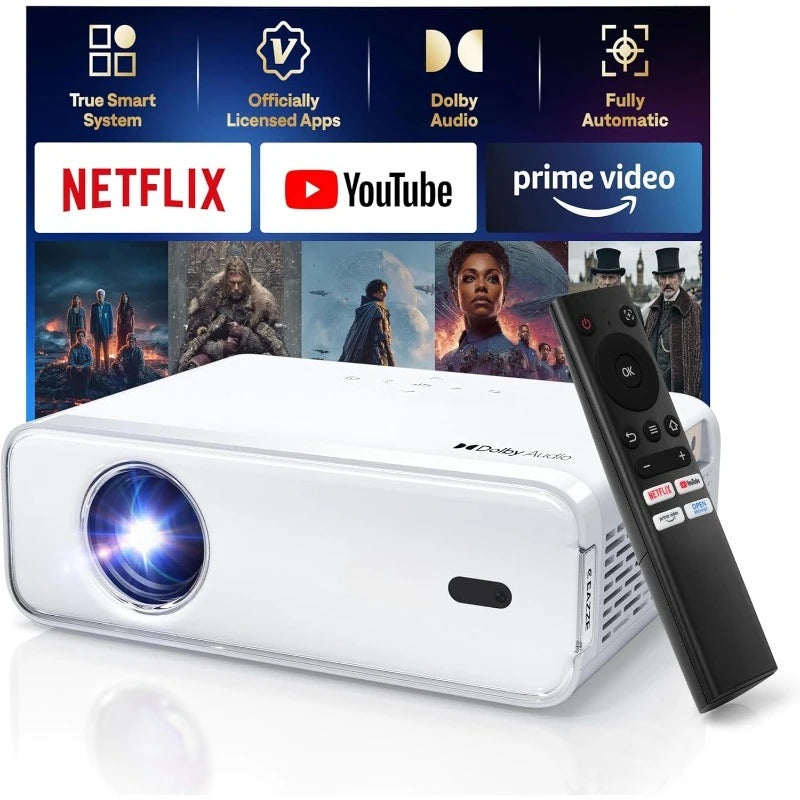 EAZZE D1 Smart Projector With WiFi And Bluetooth, Netflix-Officially-Licensed, Auto Focus & Keystone, DoIby Audio, Zoom