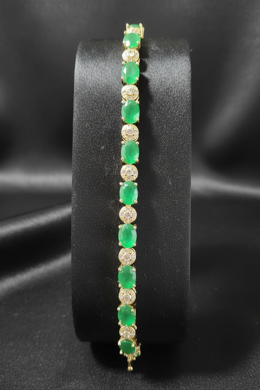 Emerald and Gold Tennis Bracelet