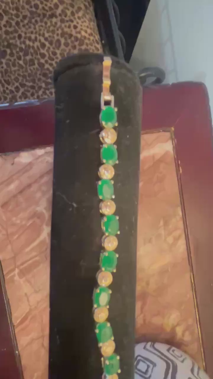 Emerald and Gold Tennis Bracelet