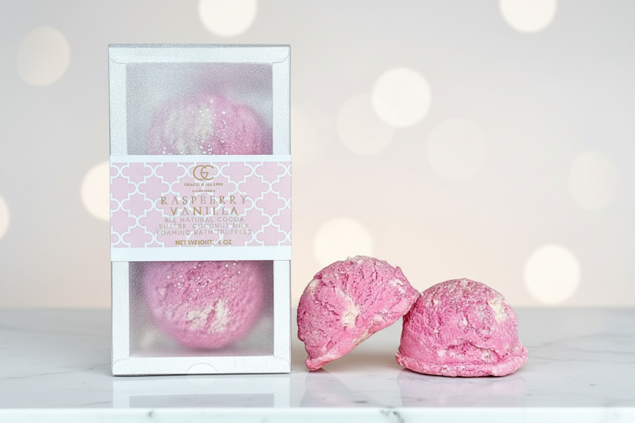 Raspberry Vanilla Bubble Bath Truffles - Clean Background